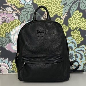 Tory Burch Black Full Size Pebbled Leather Backpack- Excellent!